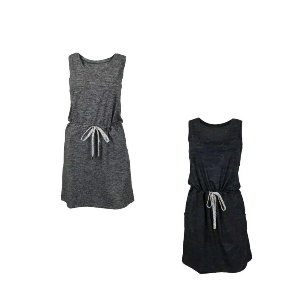 Member's Mark Women Tank Favorite Soft Pullover Mini Dress Black Camo Elastic XL